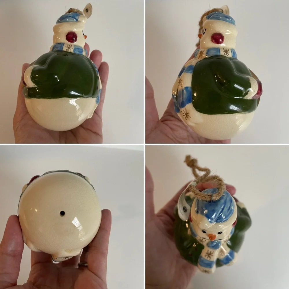 Department 56 Santa and Snowman‎ Ceramic ornaments 4” Round Belly